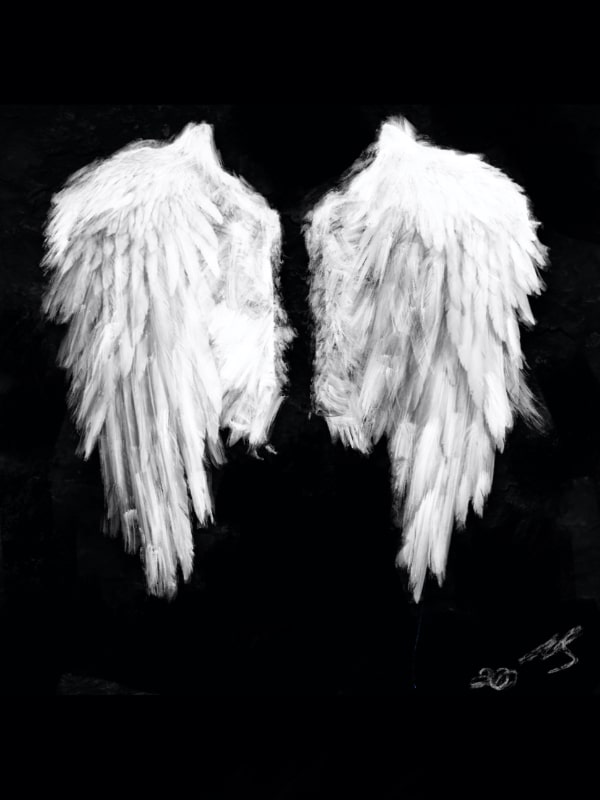 Weiße Flügel auf Marmor Grund // soft wings